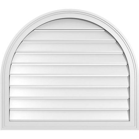 Ekena Millwork Round Top Surface Mount PVC Gable Vent: Functional, w/ 2"W x 1-1/2"P Brickmould Frame, 32"W x 28"H GVPRT32X2802SF
